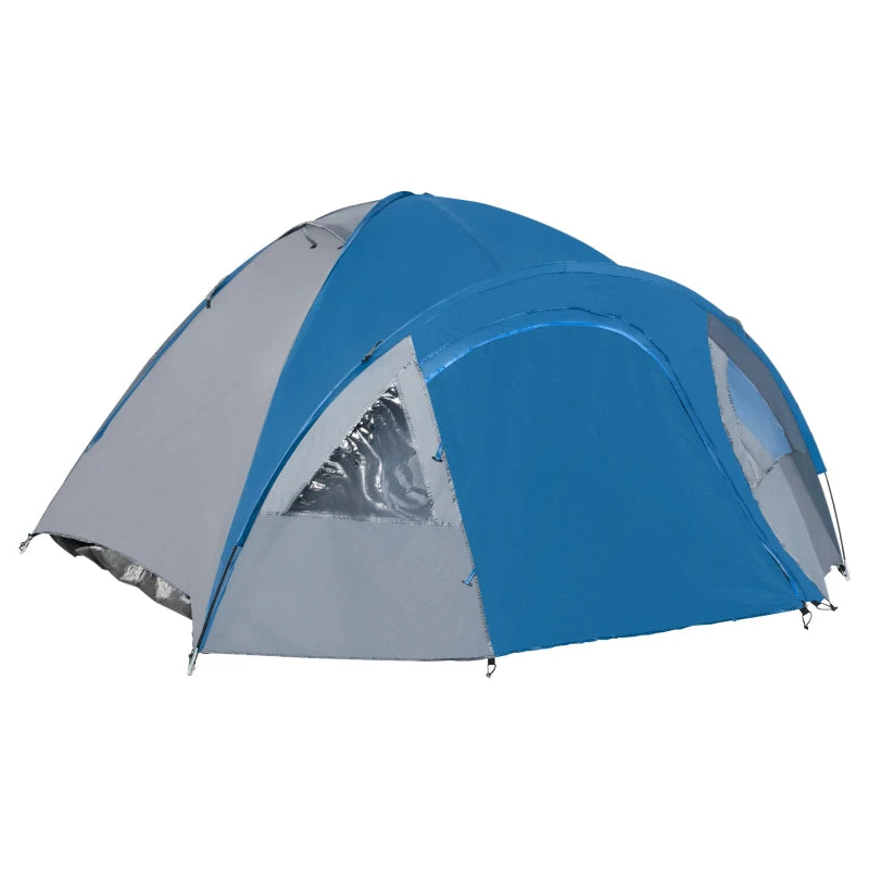 Tenda da Campeggio 2 Posti con Tasche e Gancio, in Poliestere e Fibra di Vetro, 3x2.50x1.30 m, Blu RS2A20-055RS2