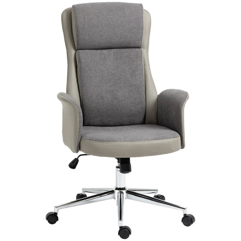 Sedia da Ufficio Elegante a 2 Tessuti, Sedia Ergonomica ad Altezza Regolabile, 65x72x108-118 cm, Grigia LK6921-599LGLK6