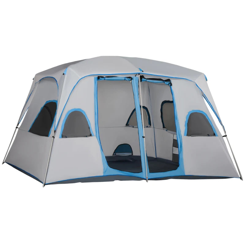 Tenda da Campeggio 4 Persone Impermeabile con 2 Stanze e Finestre a Rete, 400x275x210 cm, Grigia  ES2A20-226GYES2