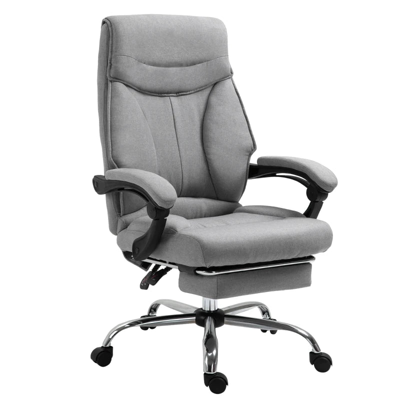 Sedia da Ufficio Ergonomica Girevole, Sedia da Scrivania con Rotelle, Poggiapiedi Retrattile e Reclinabile 135°, Altezza Regolabile, Grigio YH8921-437YH8