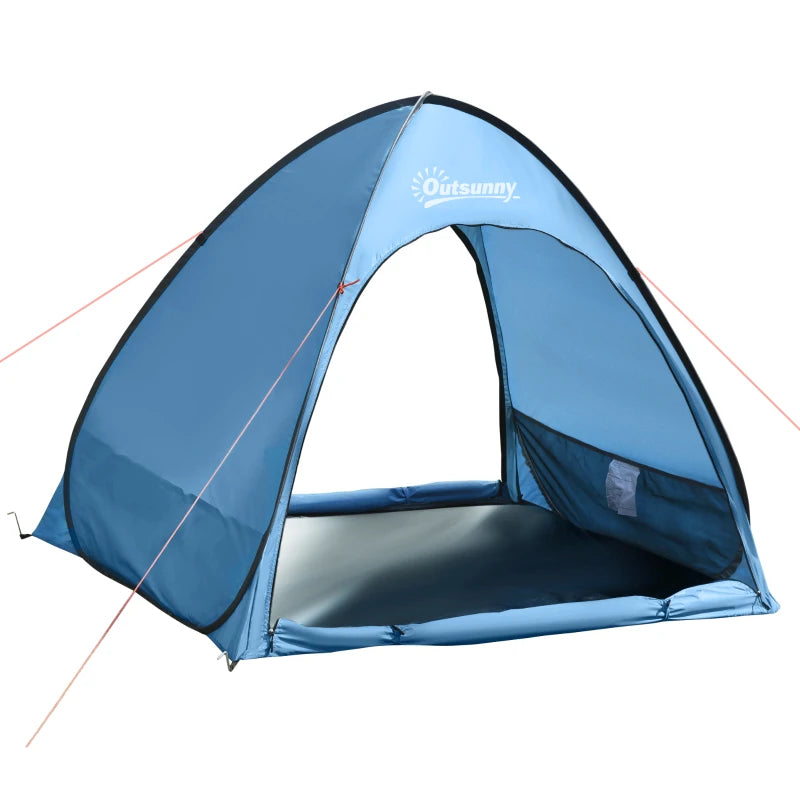 Tenda da Spiaggia per 2-3 Persone in Poliestere, PE e Acciaio con Tasche Portaoggetti, 150x115x110 cm PW4A20-301V00LBPW4