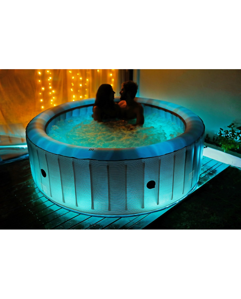 piscina con massaggio massaggiante spa riscaldante idromassaggio piscina gonfiabile fuori terra per esterno interno , in fibra di carbonio , con led e telecomando 205x70