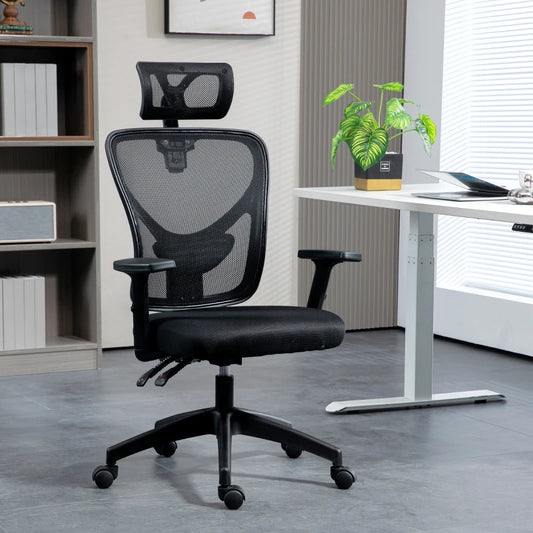 Sedia da Ufficio Ergonomica con Altezza Regolabile, Supporto Lombare e Poggiatesta, 66x61x106-116cm Nero GH9921-404V01BKGH9