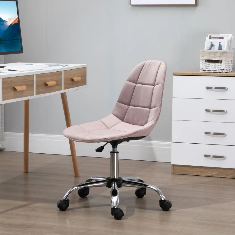 Sedia da Ufficio Girevole , Design Ergonomico e Regolabile Senza Braccioli, Rosa, 59x59x81-91cm BY4921-366PKBY4