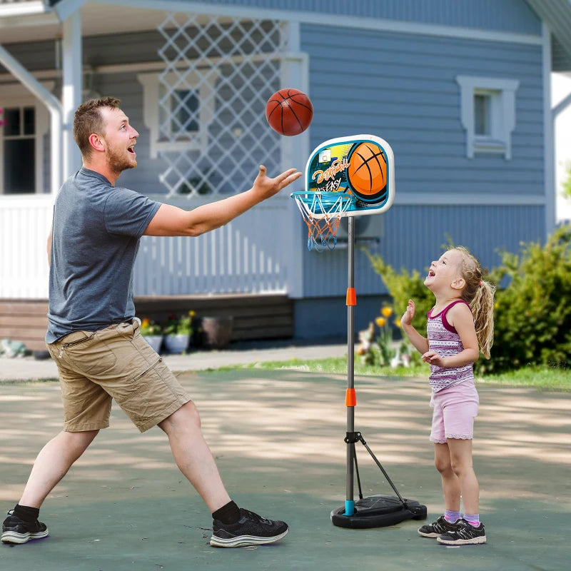 Set Canestro per Bambini Regolabile in Altezza con Palla da Basket Base e Pompa Gonfiaggio Inclusi DF6341-039DF6