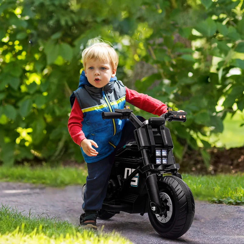 Moto Elettrica per Bambini 3-5 Anni in PP e Metallo con Rotelle, Clacson e Musica, 86x44x58 cm, Nera GP7370-253V90BKGP7