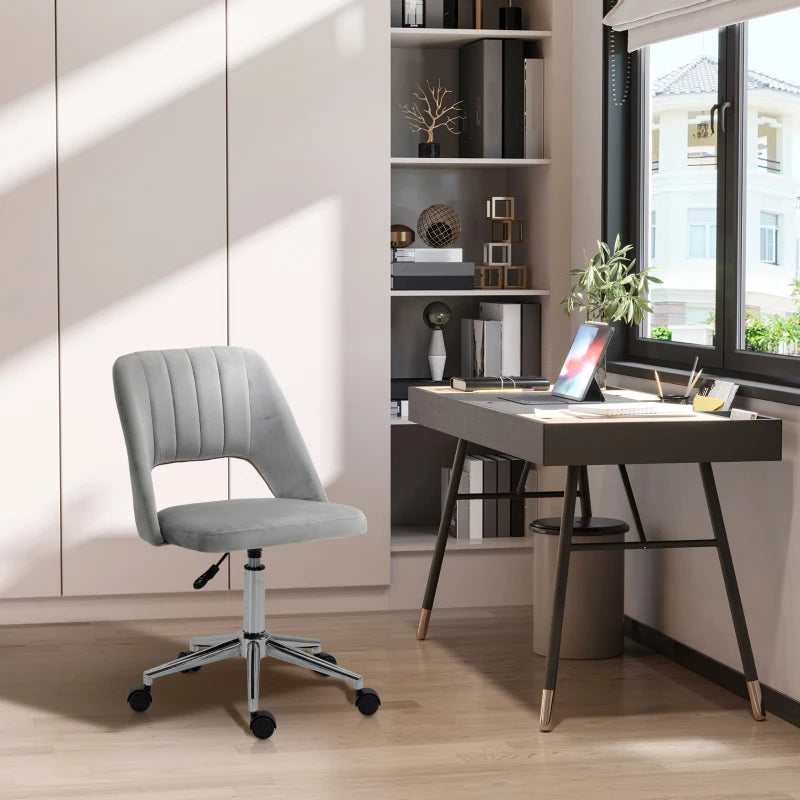 Sedia da Ufficio Ergonomica e Girevole, Sedia Imbottita per Scrivania con Altezza Regolabile, Grigio 49x60x79-91cm DR2921-481V80GYDR2