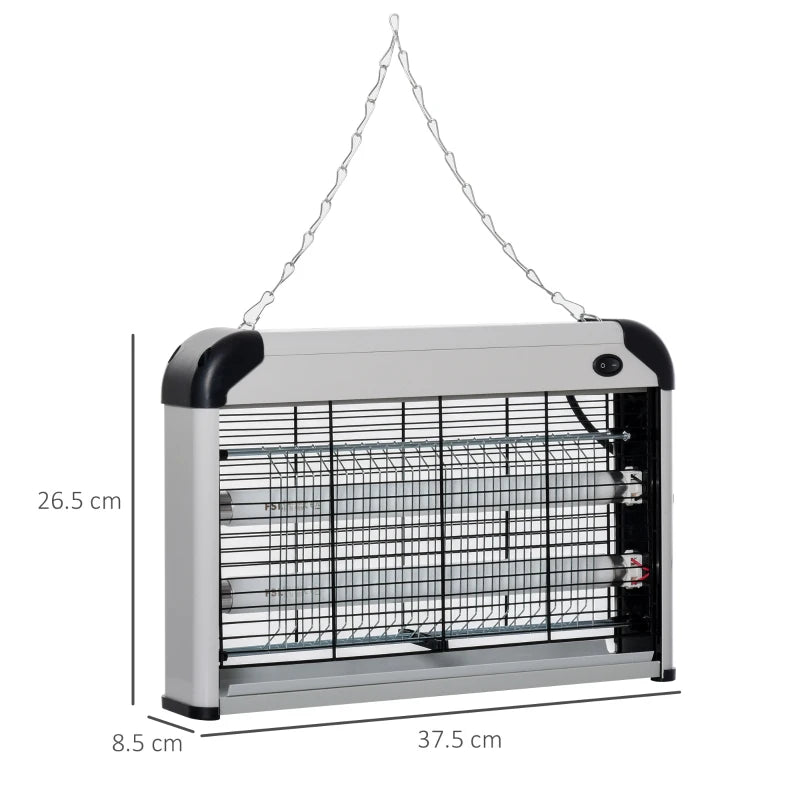 Elettroinsetticida da Esterno e Interno con Lampada Antizanzare UV per 60m², Zanzariera Elettrica 20W，Nero e argento XK7849-011SRXK7