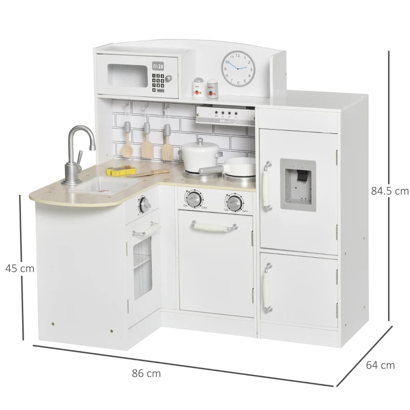 Cucina Giocattolo per Bambini da 3 Anni in Su in Legno, Bianco HN6350-079WTHN6