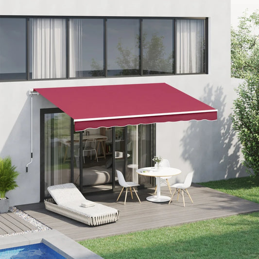 Tenda da Sole Avvolgibile a Caduta con Manovella, in Alluminio e Poliestere, 295x245cm, Rosso Scuro YH5840-150WRYH5