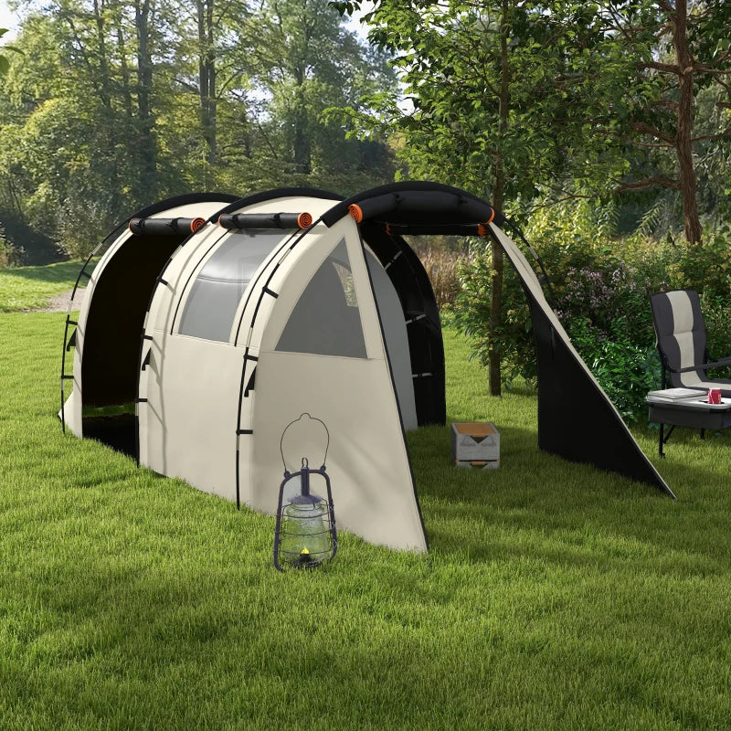 Tenda da Campeggio 4-5 Persone con Copertura Oscurante, Impermeabile con Borsa di Trasporto, Kaki WO7A20-405V01KKWO7