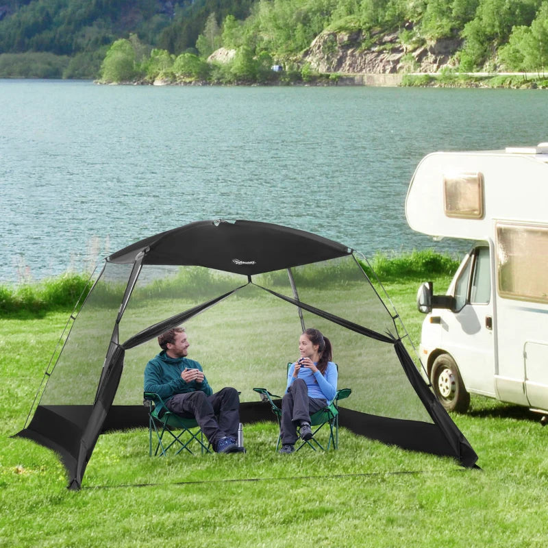 Tenda da Campeggio e Spiaggia a Rete Anti UV per 4 Persone con Borsa di Trasporto, 3x3 m Nero IQ9A20-221IQ9