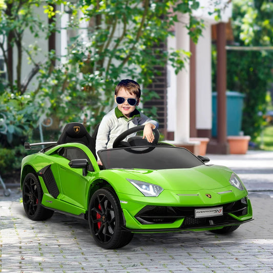 Macchina Elettrica per Bambini con Telecomando Marchio Lamborghini Aventador, Età 3-8 Anni, Verde NM1370-146V90GNNM1