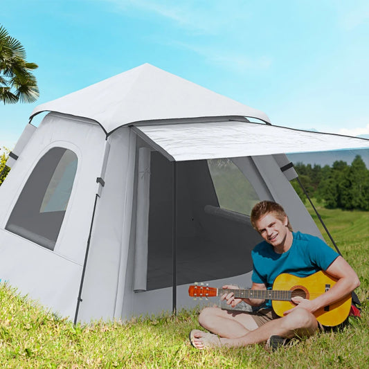Tenda da campeggio da 2-3 persone con Veranda, 210x210x150cm, grigia e bianca RH1A20-288V00SRRH1
