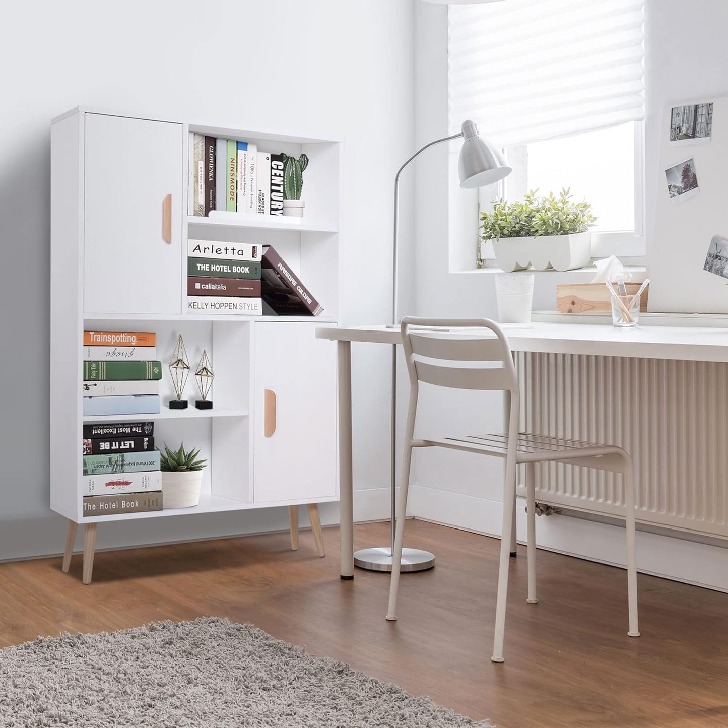 libreria scaffale bianco salotto soggiorno ingresso ufficio credenza mobile multiuso 80x24x123 R77836-113WTRFT