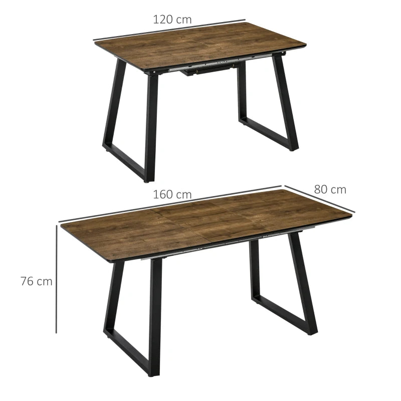 Tavolo da PranSalvaspazio Allungabile per 4-6 Persone in MDF e Metallo, 120-160x80x76 cm, color Legno SW3835-525SW3