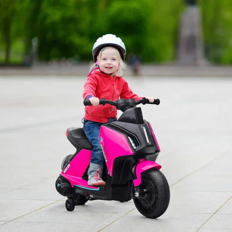 Moto Elettrica per Bambini 6V con Musica e Fari LED, Velocità 1.5-2.5km/h, Età 2-4 Anni, 80x39.5x51cm, Rosa BG4370-168V90PKBG4