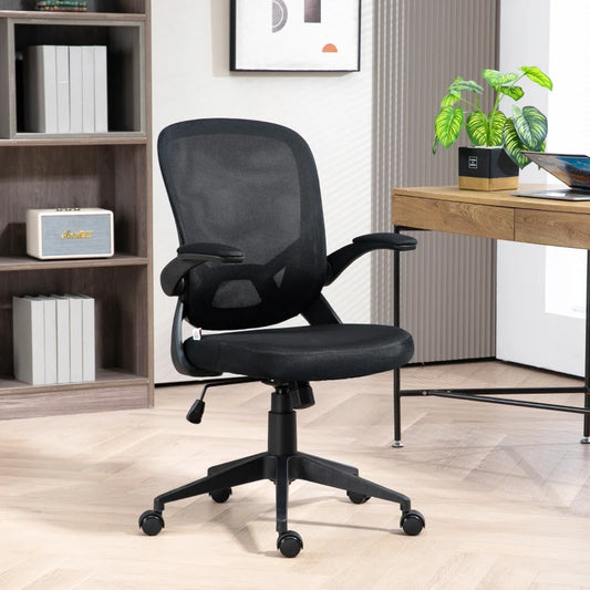 Sedia da Ufficio Ergonomica con Altezza Regolabile, Braccioli Ribaltabili e Tessuto a Rete, Nero NB6921-704V00BKNB6