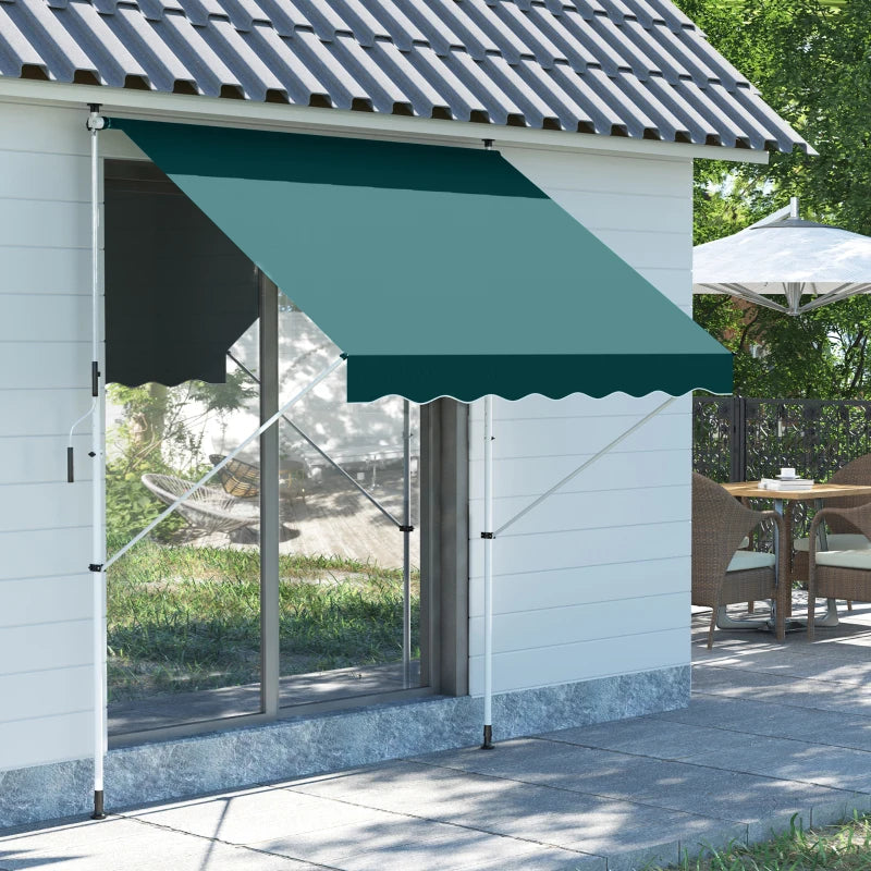 Tenda da Sole da Esterno 2x1.5m a Rullo con Manovella, Altezza e Angolazione Regolabile, Verde QW6840-182GNQW6