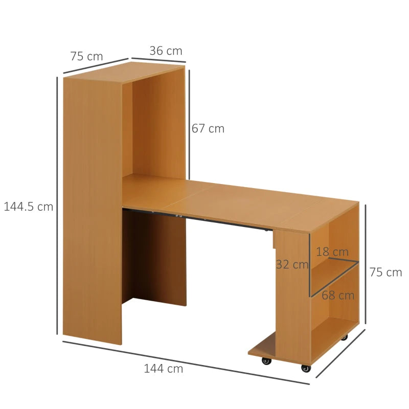 Tavolo Pieghevole da Pranzo max 3 Persone, in Truciolato e Acciaio, 75x144x144.5 cm, color Legno QS6835-681NDQS6