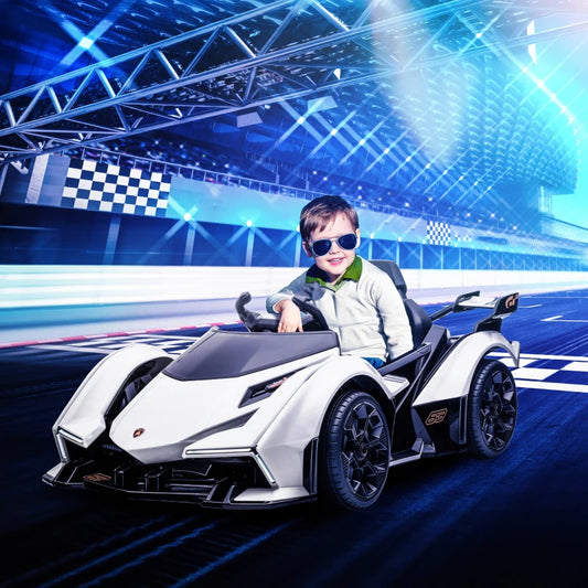 Macchina Elettrica per Bambini Lamborghini con Telecomando, Fari LED e Musica, Età 3+ Anni, Bianco DF1370-204V90WTDF1