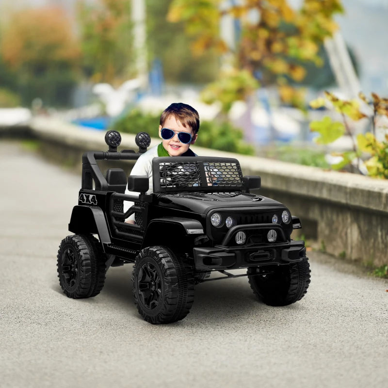 Macchina Elettrica per Bambini 3-6 Anni da 12V con Telecomando, Fari e Clacson, 100x64.2x71 cm, Nero NH9370-150V90BKNH9