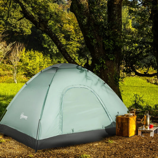 Tenda da Campeggio 2 Posti con Porta a Cerniera, Zanzariera e Sacca di Trasporto, 206x185x120cm, Verde IR7A20-260V01DGIR7