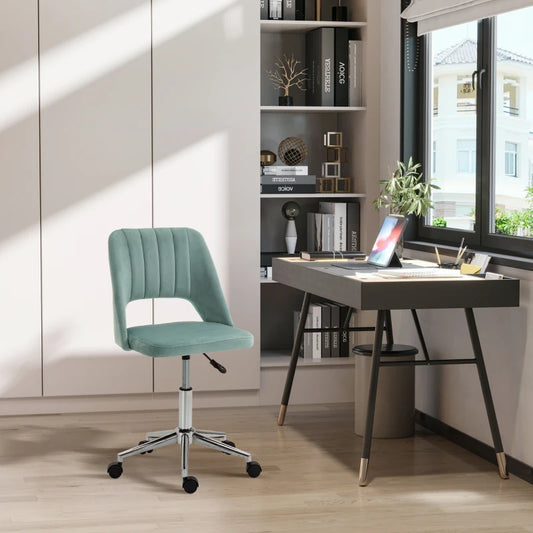 Sedia da Ufficio Ergonomica e Girevole, Sedia Imbottita per Scrivania con Altezza Regolabile, Verde Petrolio 49x60x79-91cm UH4921-481GNUH4