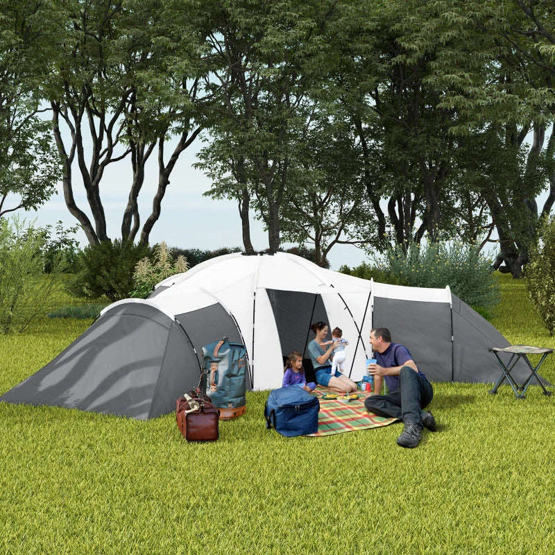 Tenda da Campeggio 6 Posti Impermeabile con 3 Aree Notte, Soggiorno e Portico, in tessuto Oxford, Grigio WQ1A20-351V00CGWQ1