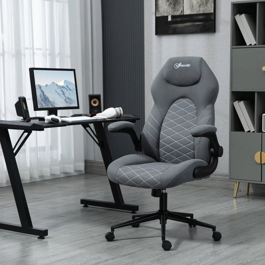 Sedia da Ufficio Ergonomica e Reclinabile ad Altezza Regolabile, 65.5x69.5x112-122 cm, Grigio Scuro OL3921-565V70CGOL3