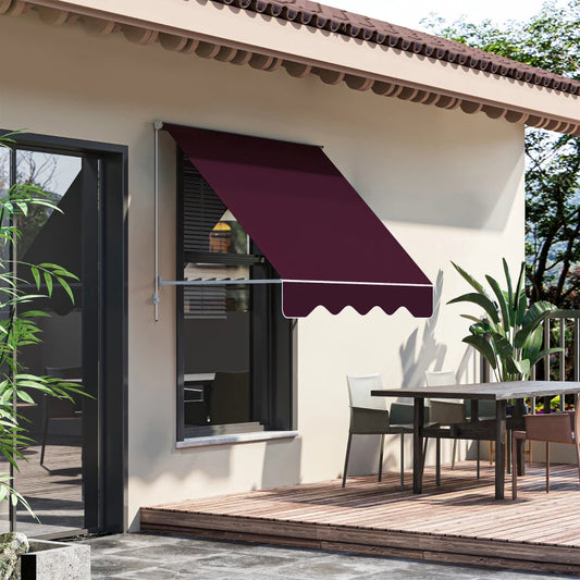 Tenda da Sole a Caduta con Rullo Avvolgibile e Angolazione Regolabile 0-120°, 180×70cm, Rosso EW801-0152EW8