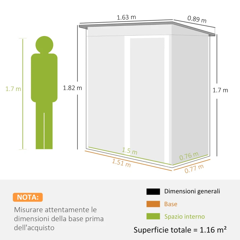 Casetta da Giardino Porta Utensili in Lamiera di Acciaio, Capanno da Giardino in Acciaio con Porte Scorrevoli, 163x89x182cm, Nero XC1845-423XC1