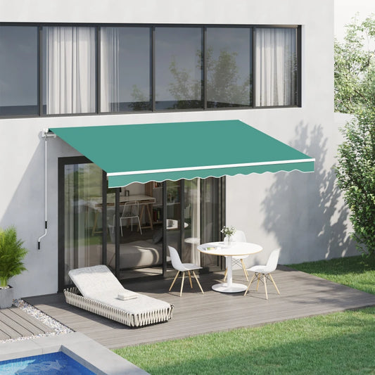 Tenda da Sole per Esterno Avvolgibile a Manovella in Metallo e Alluminio, 4x2.5m, Verde Scuro ED4840-151GNED4