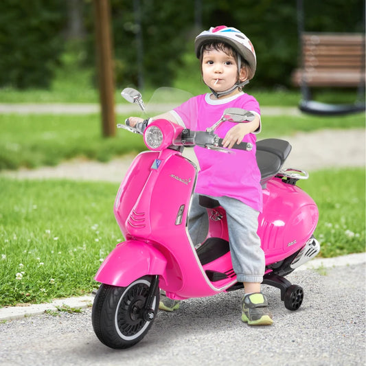 Moto Elettrica per Bambini con Licenza Ufficiale Vespa, 2 Rotelle, Luci e Suoni, 108x49x75 cm, Rosa JN9370-115PKJN9