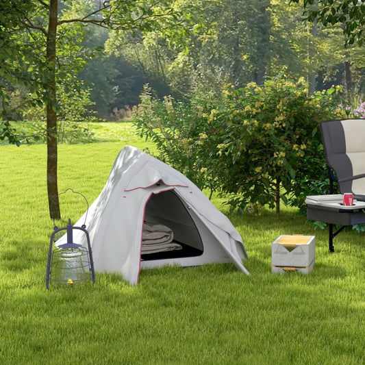 Tenda da Campeggio con Borsa da Trasporto, in Poliestere e Alluminio, 300x135x110 cm, Grigio Chiaro RJ4A20-424V00LGRJ4