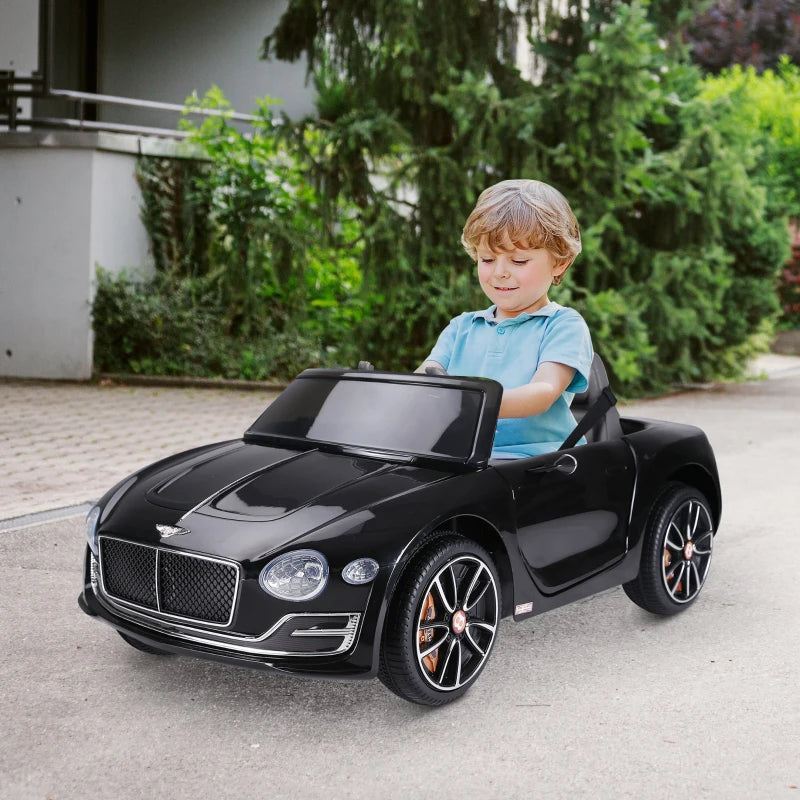 Macchina Elettrica per Bambini Bentley con 2 Portiere Guida Manuale e Telecomando, Fari e Suoni, 108x60x43cm, Nero SE7370-045BKSE7