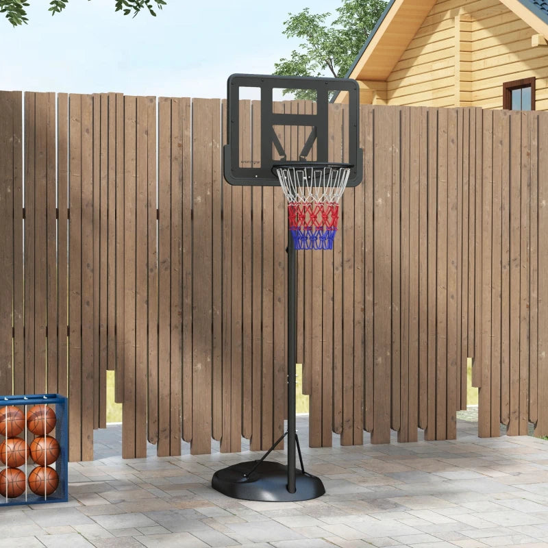 Canestro Portatile Canestro Basket da Esterno con Altezza Regolabile 193.5-248.5cm e Base da Riempire con Acqua o Sabbia, in Acciaio e Nylon 74x127x193.5-248.5cm JH8A61-015JH8