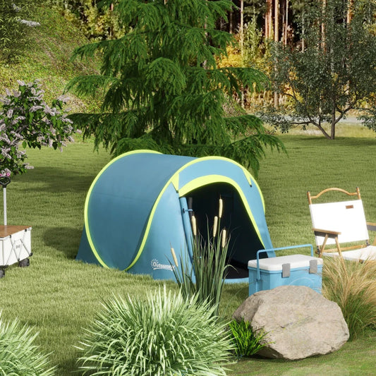 Tenda da Campeggio Pop Up Impermeabile con Accessori e Borsa di Trasporto, 245x148x105 cm, Blu RK5A20-404V00NURK5