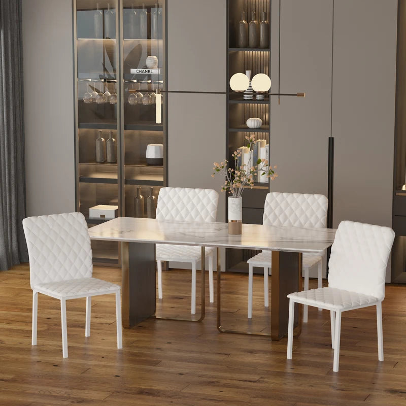 Set 4 Sedie Imbottite per Sala da Pranzo con Rivestimento in Similpelle, 41x50x91cm - Bianco ER2835-478WTER2