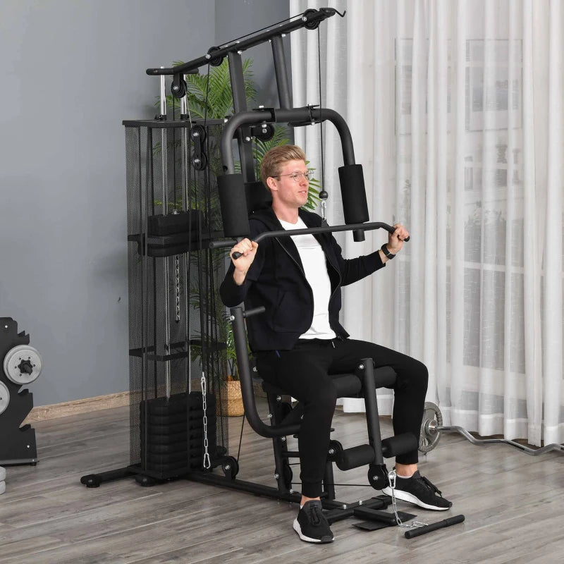 Stazione Fitness Palestra Multifunzione per Allenamento a Casa e Professionale, Acciaio 150x110x210cm Nero ZB5A91-134BKZB5