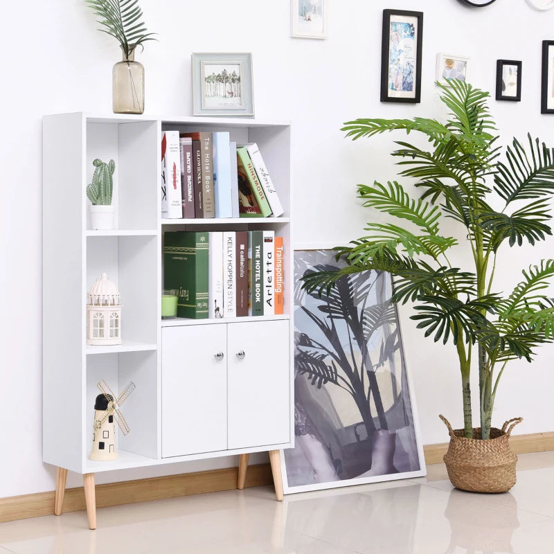 Mobiletto Libreria con Piedini in Legno di Pino Bianco 80x23.5x123cm AS9836-114WTAS9