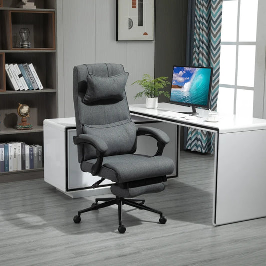 Sedia da Ufficio Ergonomica ad Altezza Regolabile con Braccioli e Poggiapiedi, 66x70x115-123 cm, Grigia WS3921-281WS3