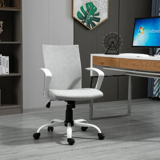 Sedia da Ufficio Ergonomica a Dondolo, Sedia da Studio Girevole, Sedia Scrivania con Altezza Regolabile in Tessuto Grigio, 61x61x89-99cm ED6921-540LGED6