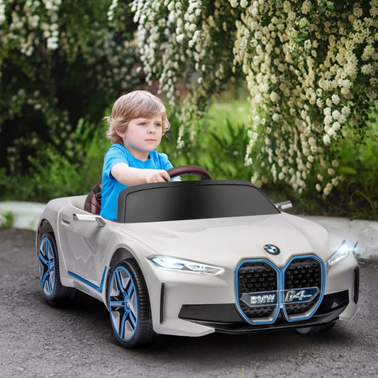 Macchina Elettrica per Bambini 3-6 Anni con Licenza BMW con Telecomando, Clacson e Fari, 115x67x45 cm, Bianca FR1370-294V90WTFR1