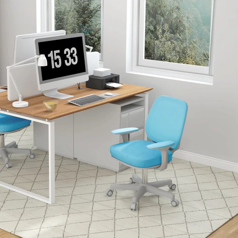 Sedia da Ufficio Ergonomica e Reclinabile ad Altezza Regolabile con 5 Rotelle, 55x48x82.5-94.5 cm, Azzurra KQ8921-690V01LBKQ8