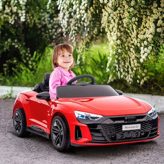 Macchina Elettrica per Bambini 5 Anni max Licenza Audi con Pulsanti, Cinture e Fari, 103x58x41 cm, Rossa e Nera TR9370-220V90RDTR9