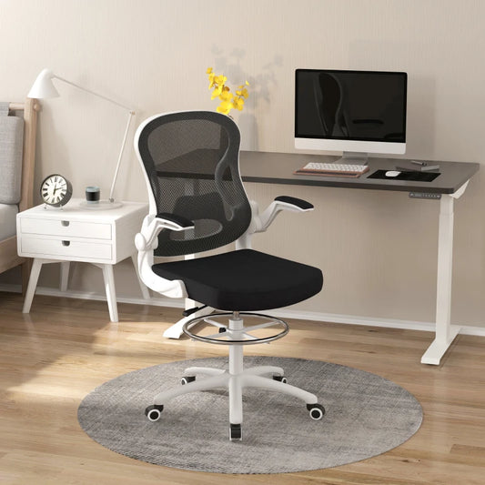 Sedia da Ufficio Ergonomica in Tessuto Traspirante con Altezza Regolabile e Braccioli Ribaltabili, 59x65x110-130 cm JK6921-628V00BKJK6