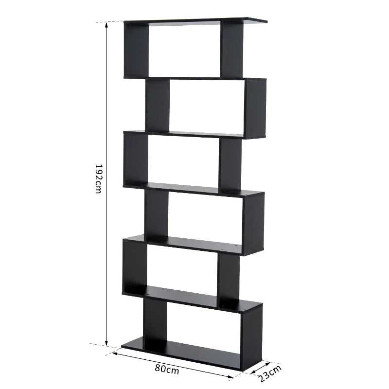 Libreria Legno Design Moderno con 6 Ripiani 80 × 23 × 192cm Nero GB7833-382BKGB7