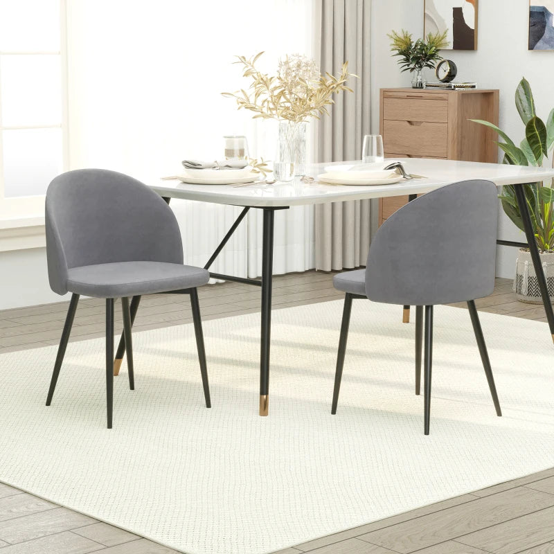 Set di 2 Sedie per Sala da Pranzo e Cucina Imbottite in Velluto, 49x50x77cm, Grigio WT6835-139GYWT6