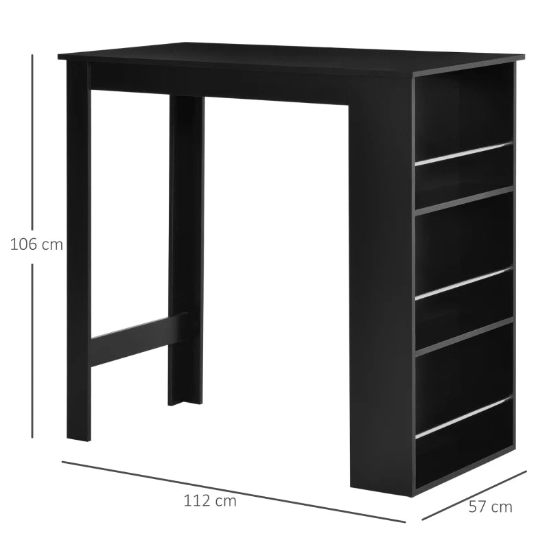 Bancone da Cucina Tavolo Alto con 3 Mensole in Legno, Tavolo da Bar Cucina Arredamento Moderno Casa e Bar, 112x57x106cm, Nero LK9835-390BKLK9